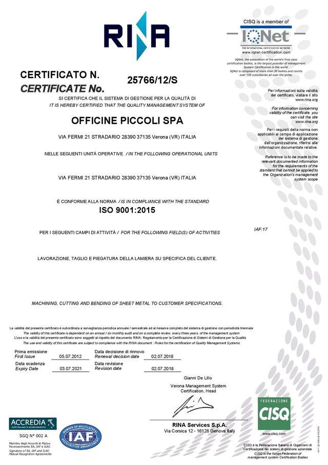 rina scaricare certificato