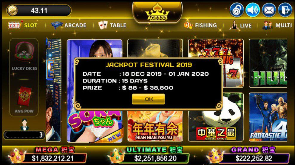 ACE333 Jackpot Festival up to MYR 28,888