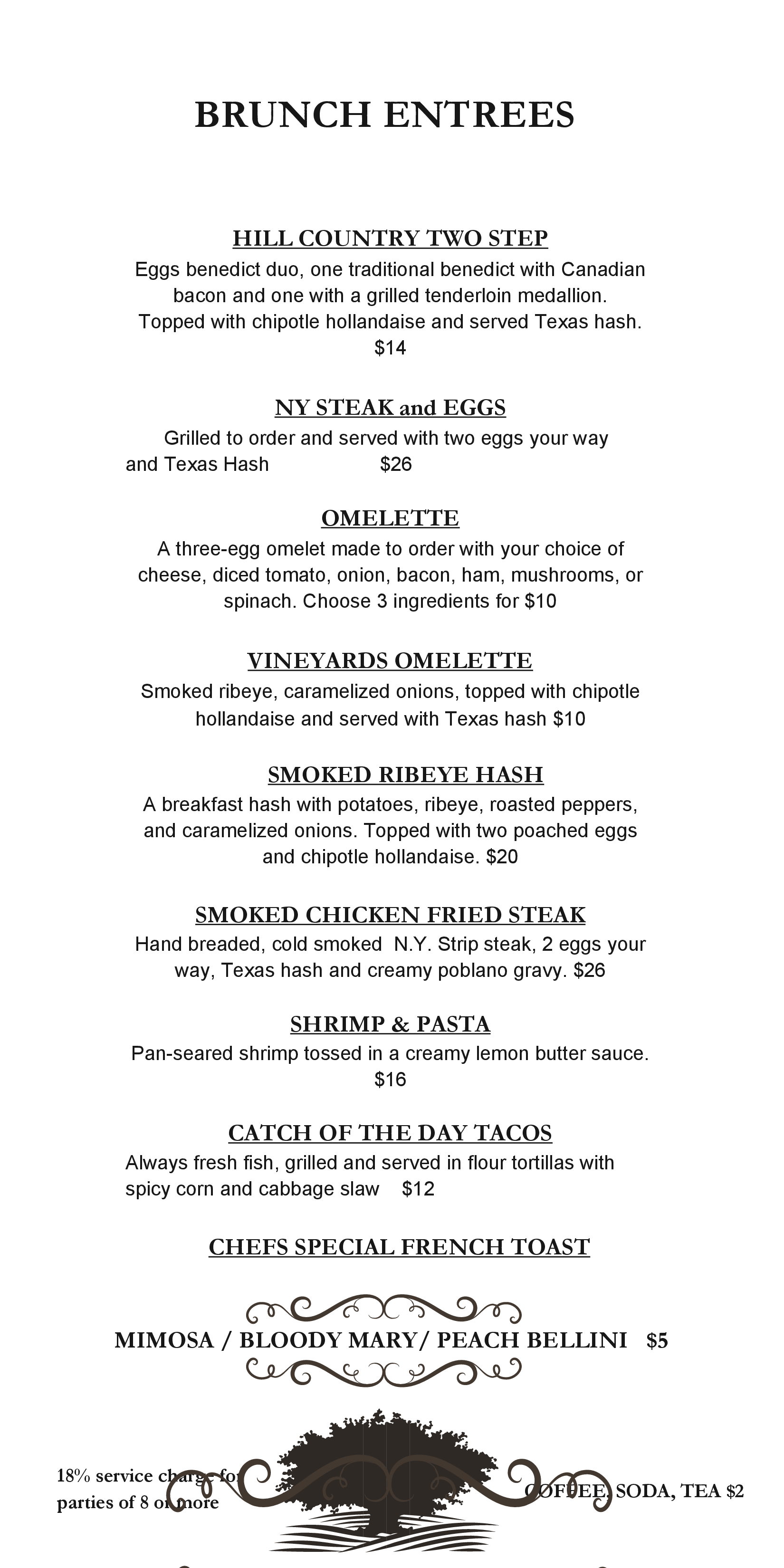 Brunch Menu San Antonio, New Braunfels & Schertz, TX Oak Valley