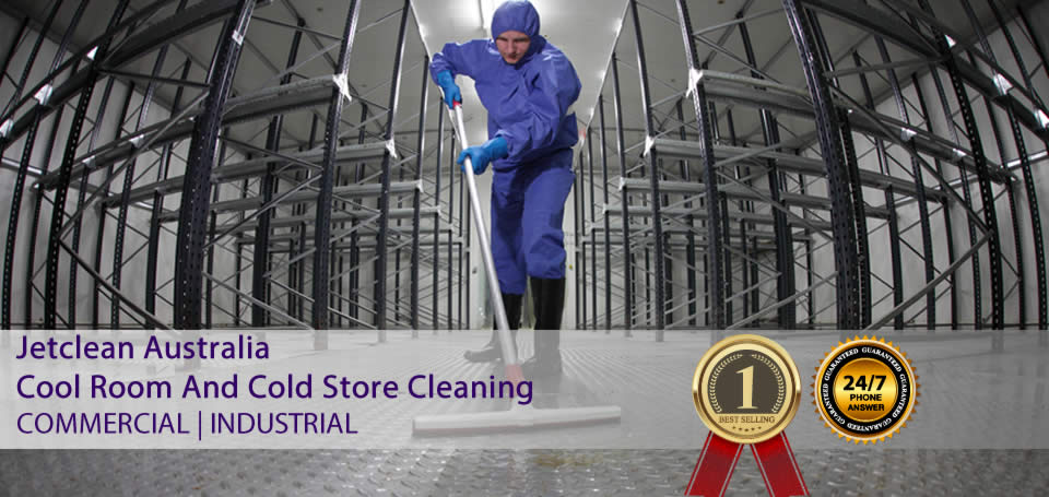 Floor drying after a cool room and cold store cleaning project.