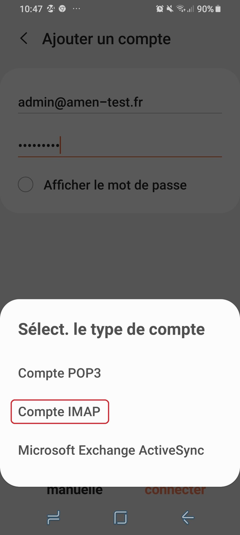 comment enregistrer un mail sur android