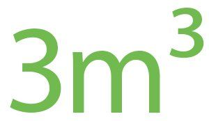 text image with capacity size 2m³ in green