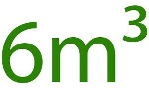 capacity size text image with 6m³ in dark green