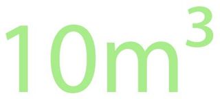 text image 10m³ capacity size written in light green