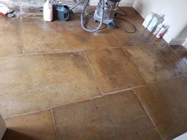 Flagstone Slab Floor Cleaning And Sealing In Matlock Derbyshire