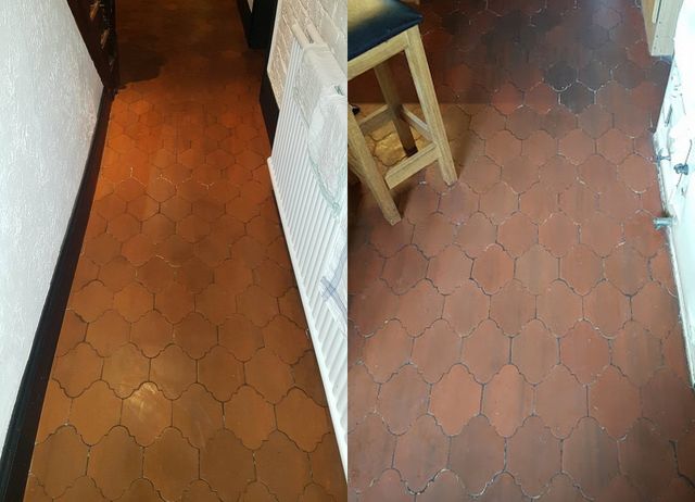 Quarry Tile Floor And Grout Wax Stripping Cleaning Sealing In