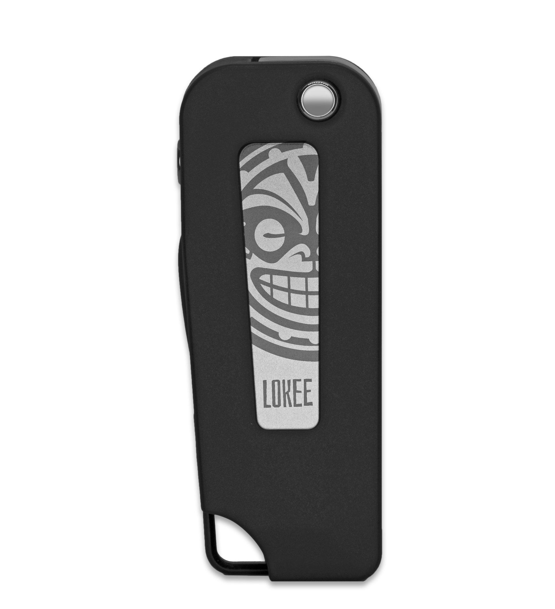 Lokee key box vape pen laying down on a white background