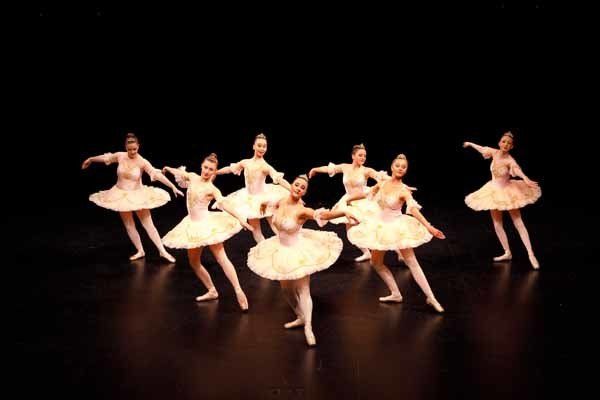 formation of ballerinas on stage