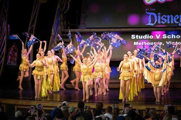 large group dancing at disneyland