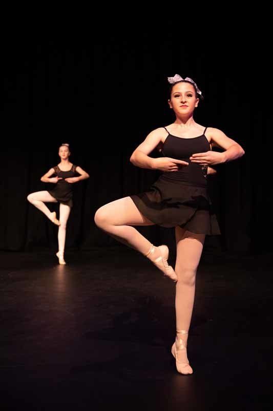 two dancers balancing