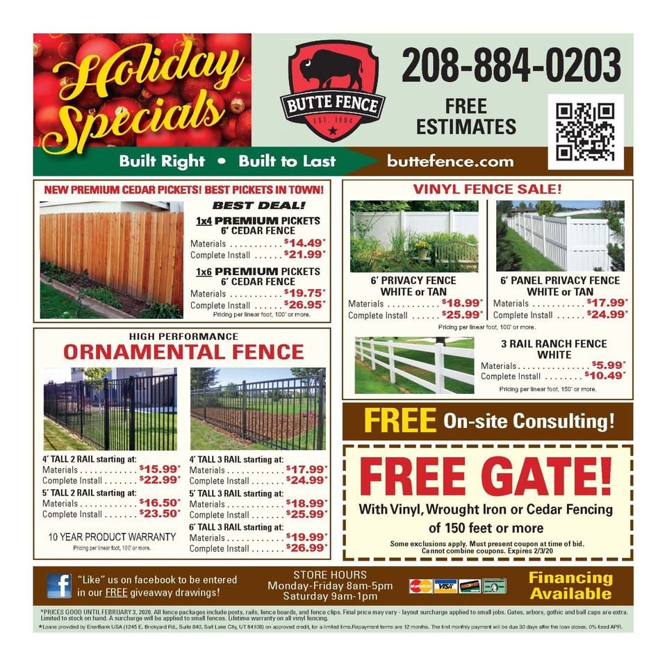 Specials and Promotions Boise, ID Butte Fence