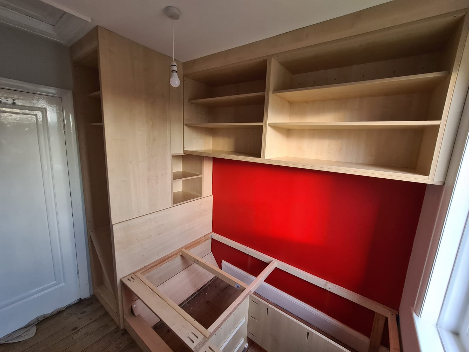 Wardrobe Over The Stairs Bulkhead With A Cabin Bed And TopBox Storage