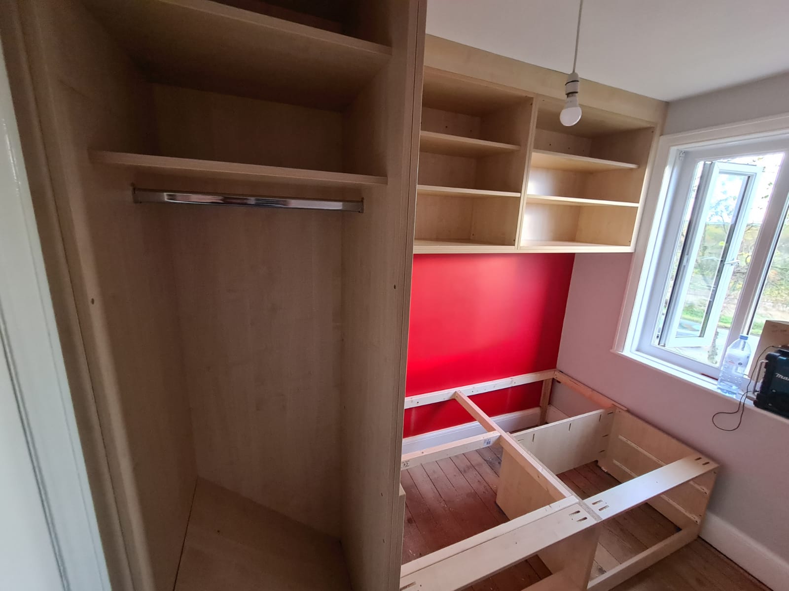 Wardrobe Over The Stairs Bulkhead With A Cabin Bed And TopBox Storage