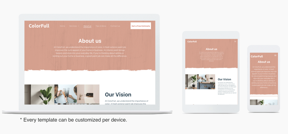 about us page template non adjustable width