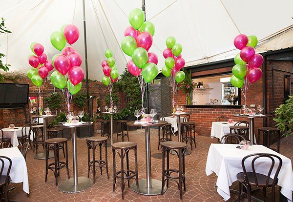 function hall with colorful balloons