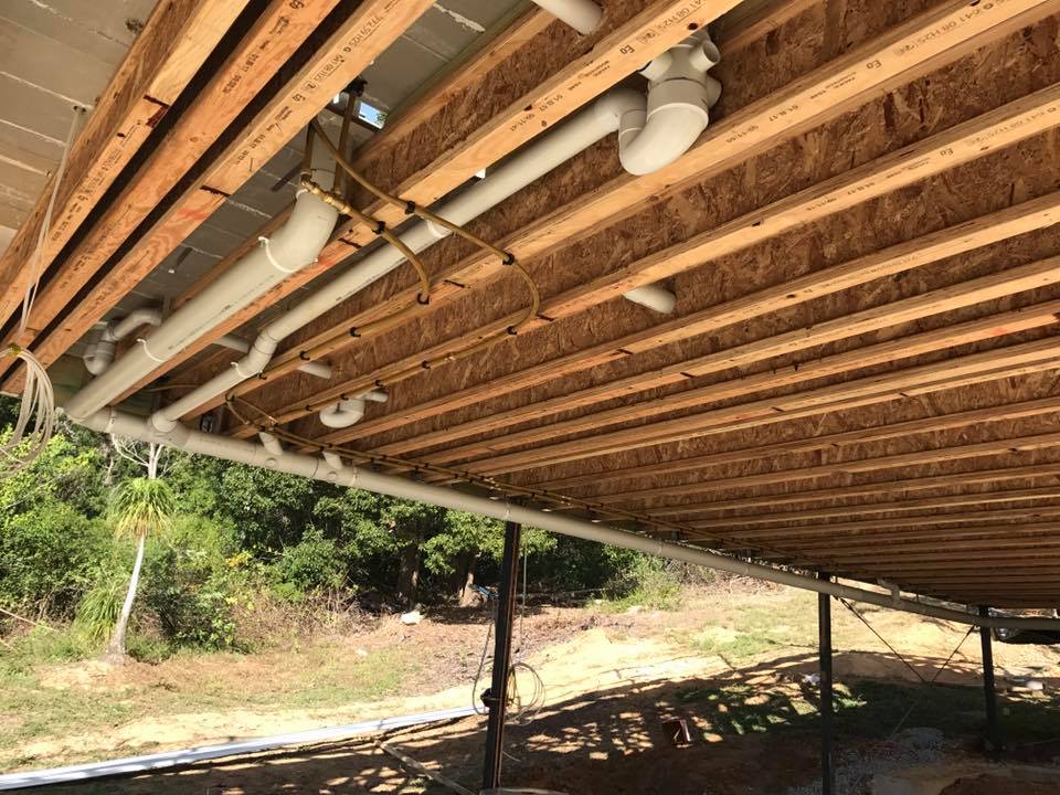 piping under the wood floor