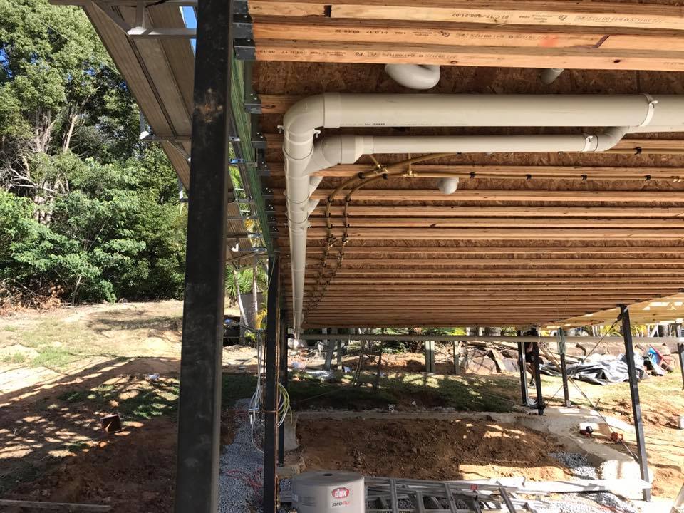 piping under the wood floor