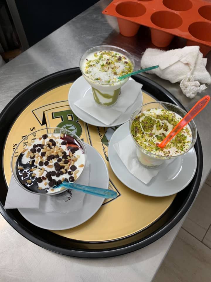 vassoio con tre gelati artigianali