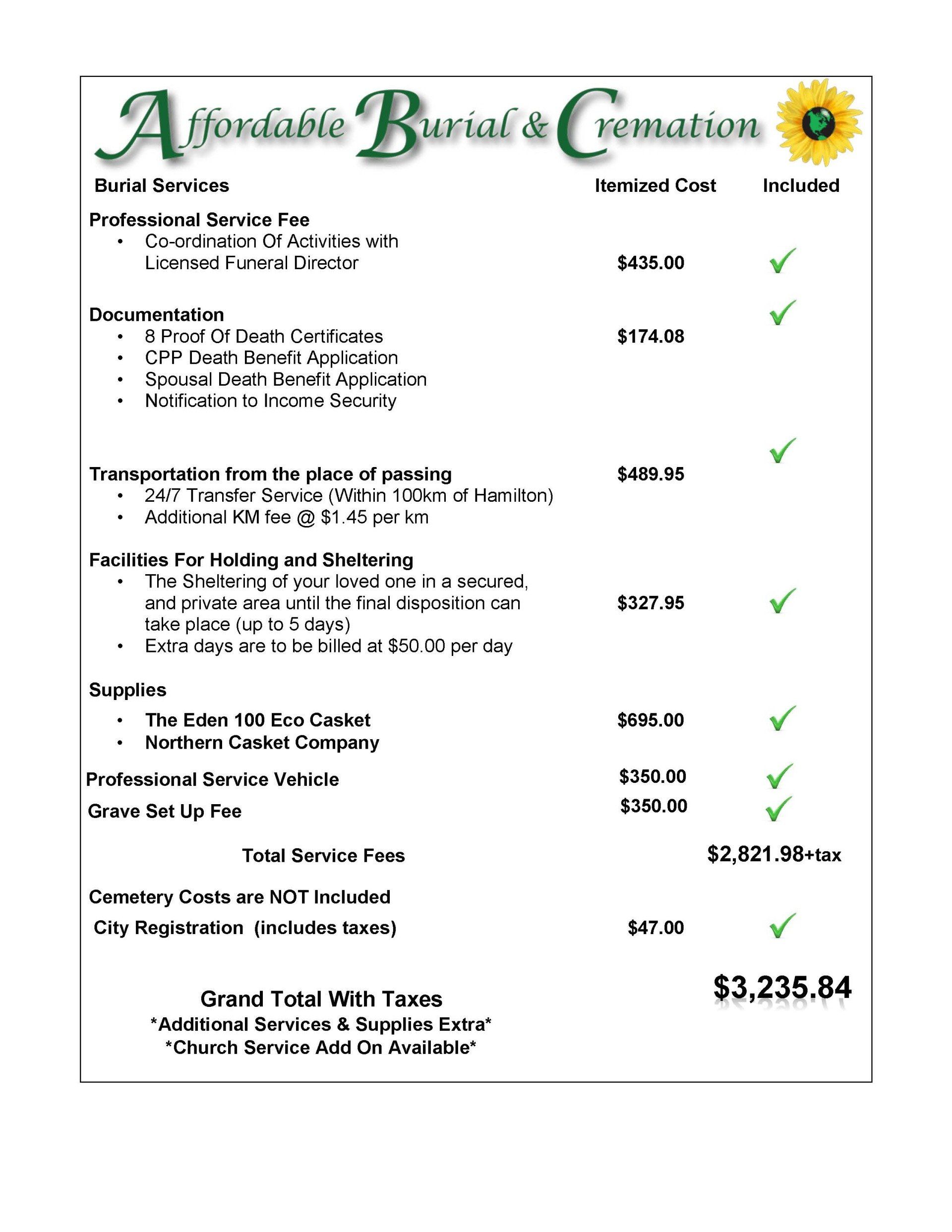 Burial Packages Hamilton Affordable Burial and Cremation