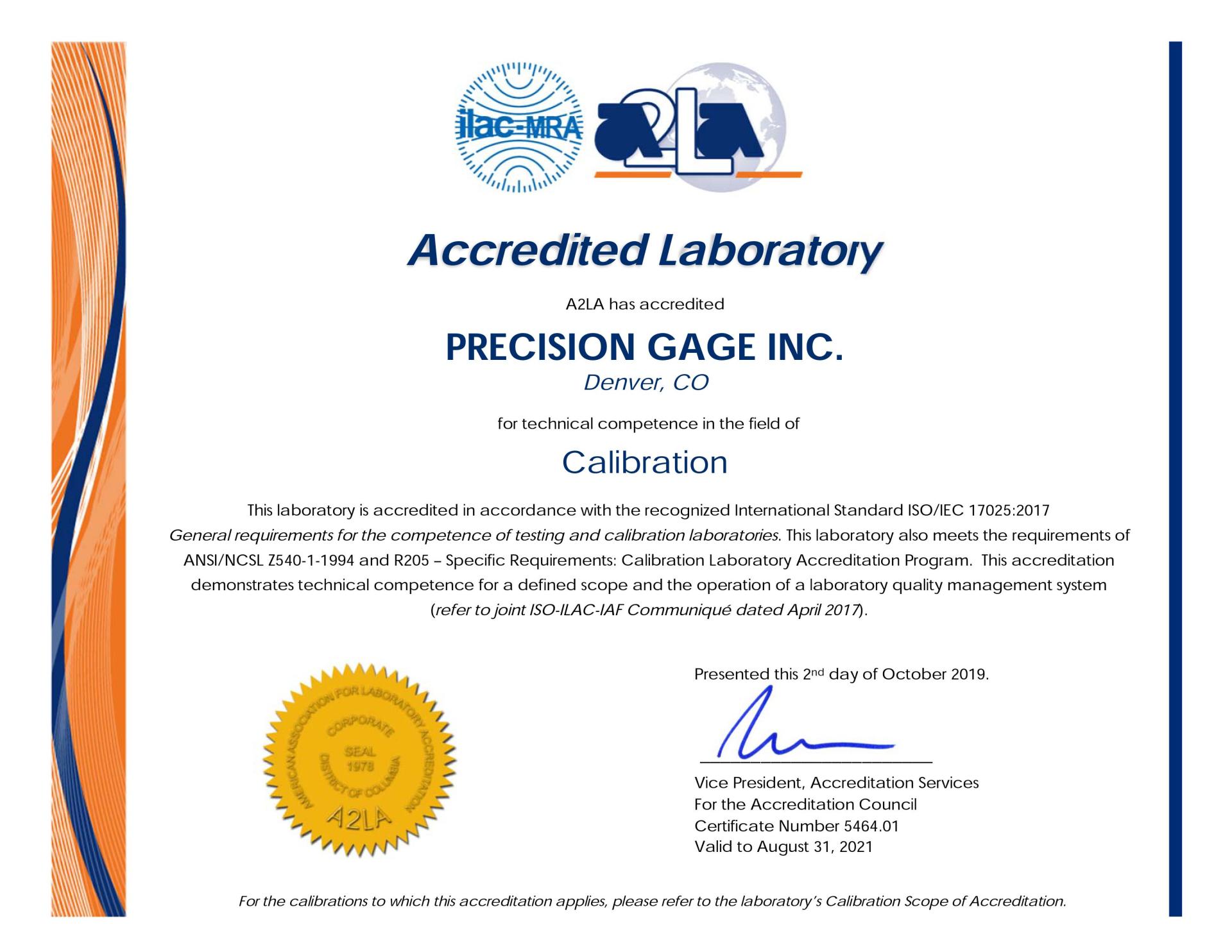 Calibration Precision Gage, Inc Denver, CO