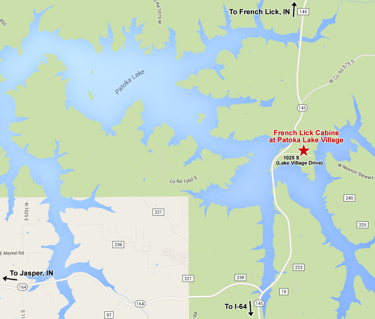 Location/Directions - French Lick Cabins at Patoka Lake Village