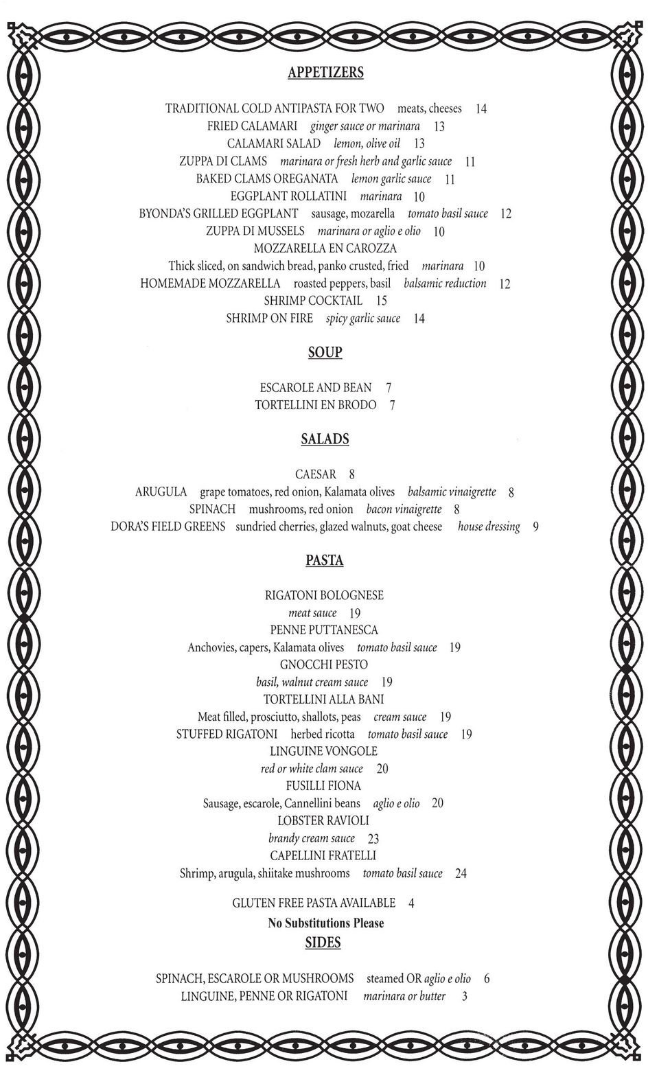 Pasta Dishes, Italian Menu Midland Park, NJ