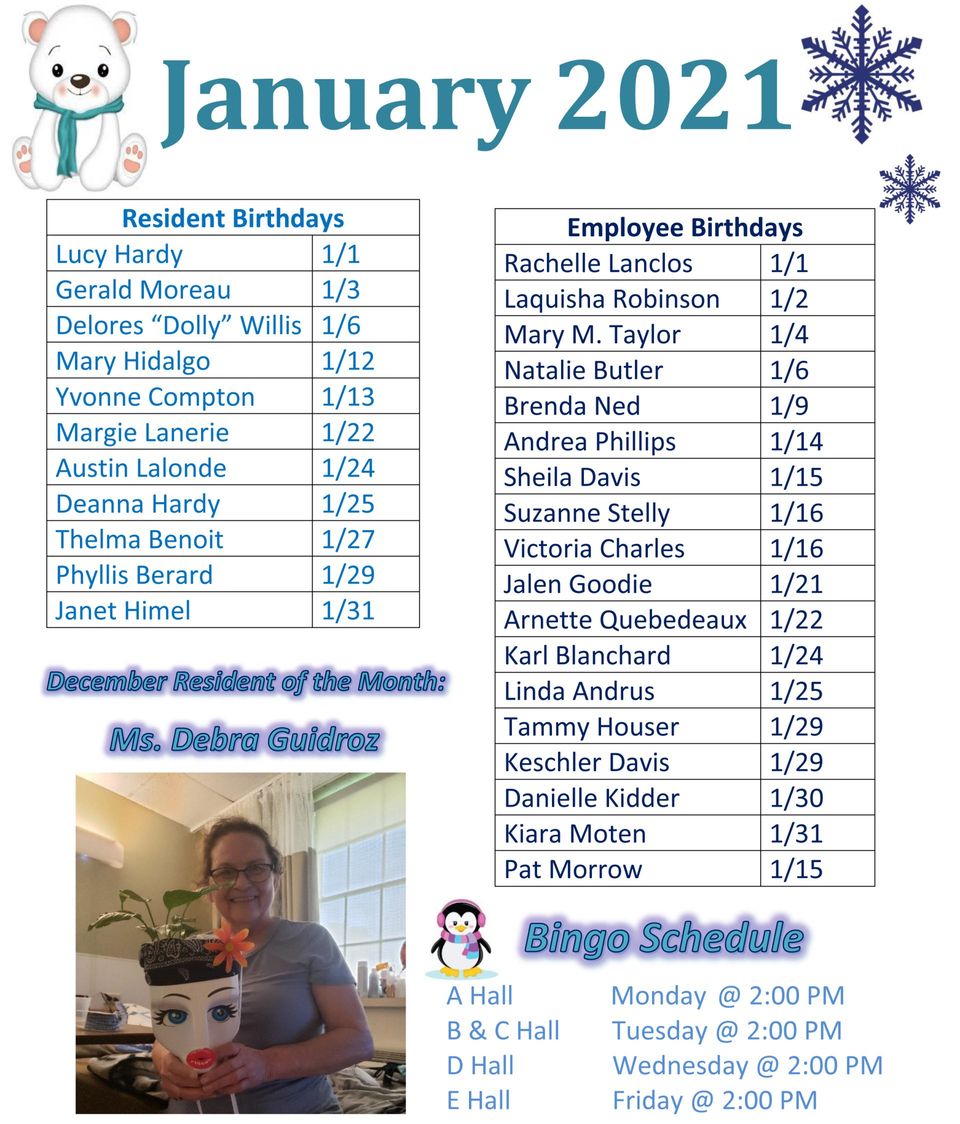 J. Michael Morrow Memorial Nursing Home, Arnaudville, Newsletter