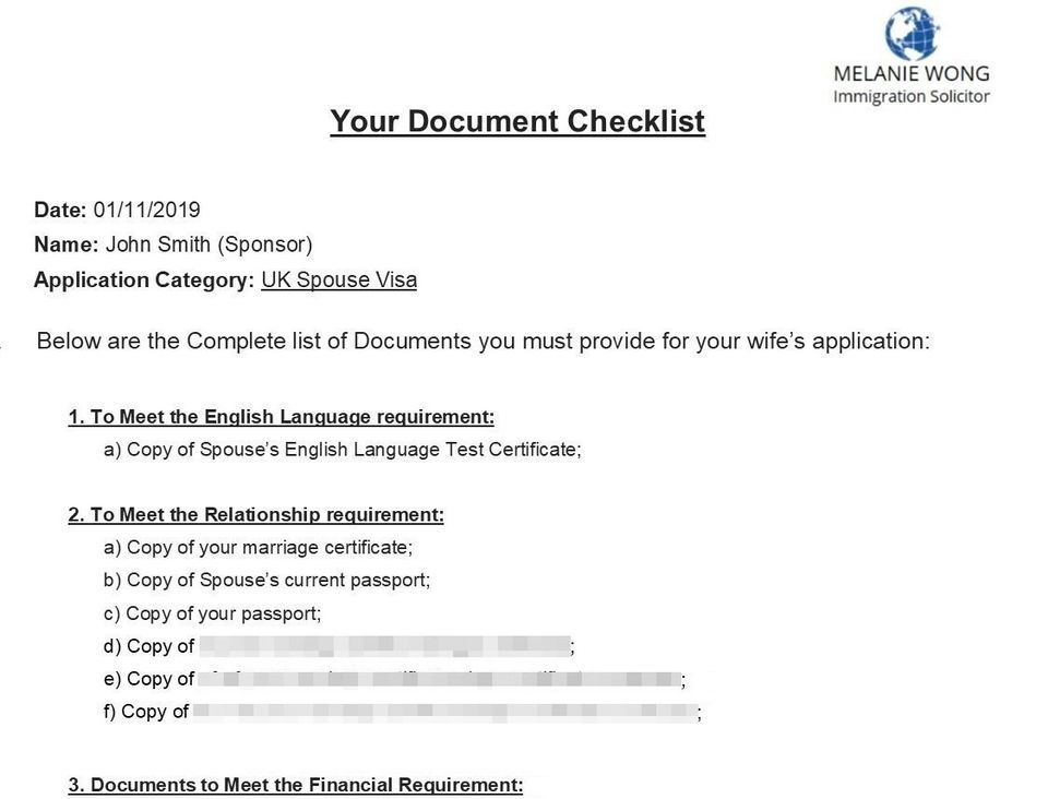 Tailored Documents Checklist For Spouse Visa Applications 6147
