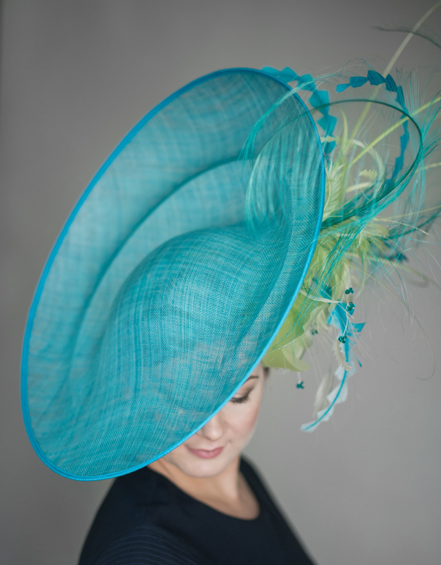 aqua coloured wedding hats