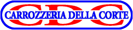 Logo con la scritta “Carrozzeria Della Corte” in rosso e blu su sfondo bianco.