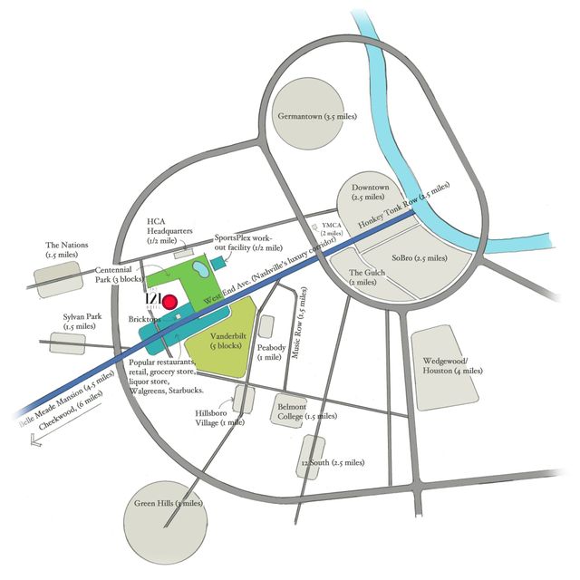 Nightlife Map Of Downtown Nashville - Nashville Map Drawing 121 Edit 300dpi 640w 