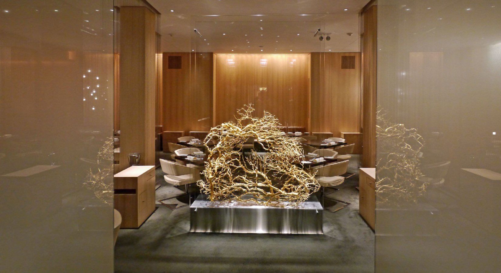 lobby with gold decor at Belden-Stratford