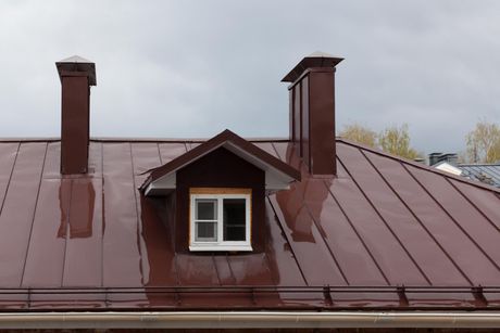 a house with tin metal roof