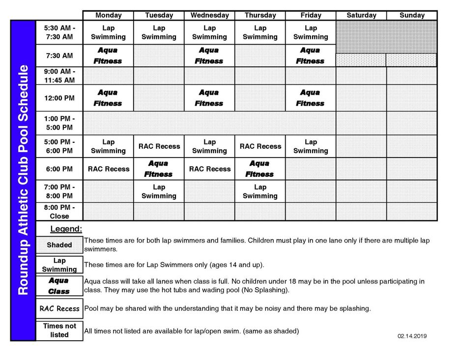 memorial pool schedule