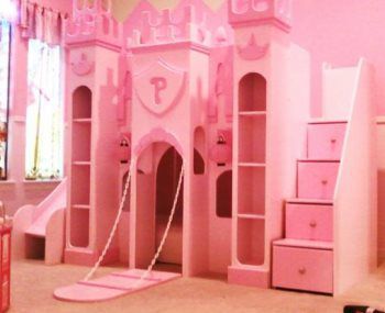princess castle bed with slide and stairs