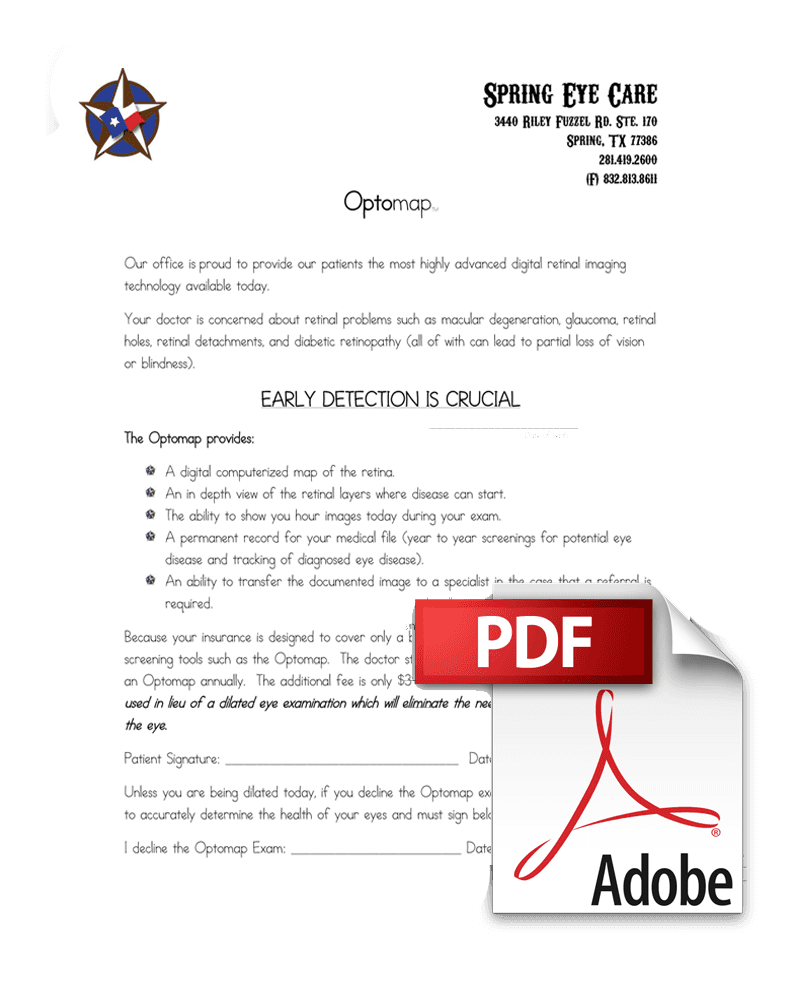 Spring Eye Care Spring, TX Office Forms