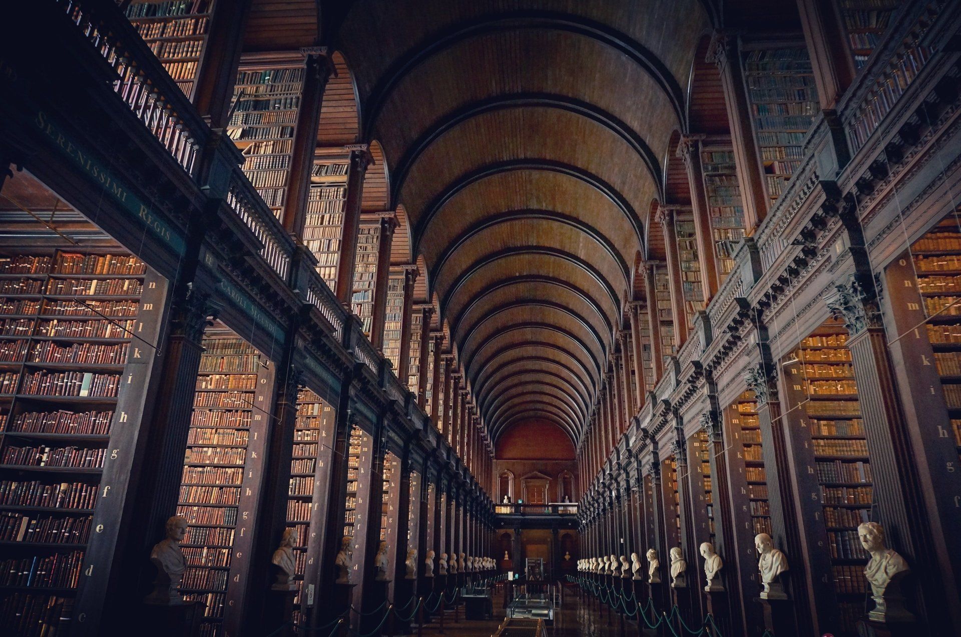 A large hall of an old library